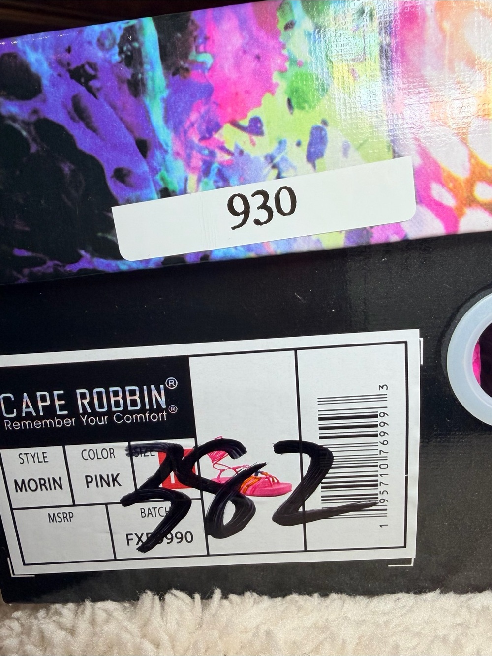 930. NIB Cape Robbin Neon Pink Multicolor Lace-Up Flat Sandals - Picture 8 of 9